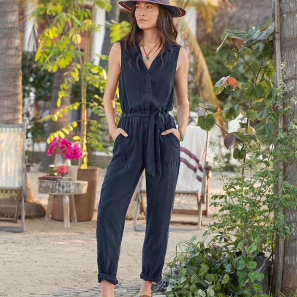 Cloth & Stone / Sundance "Odette" Jumpsuit Endless Sea Blue Large NWT - Picture 1 of 16